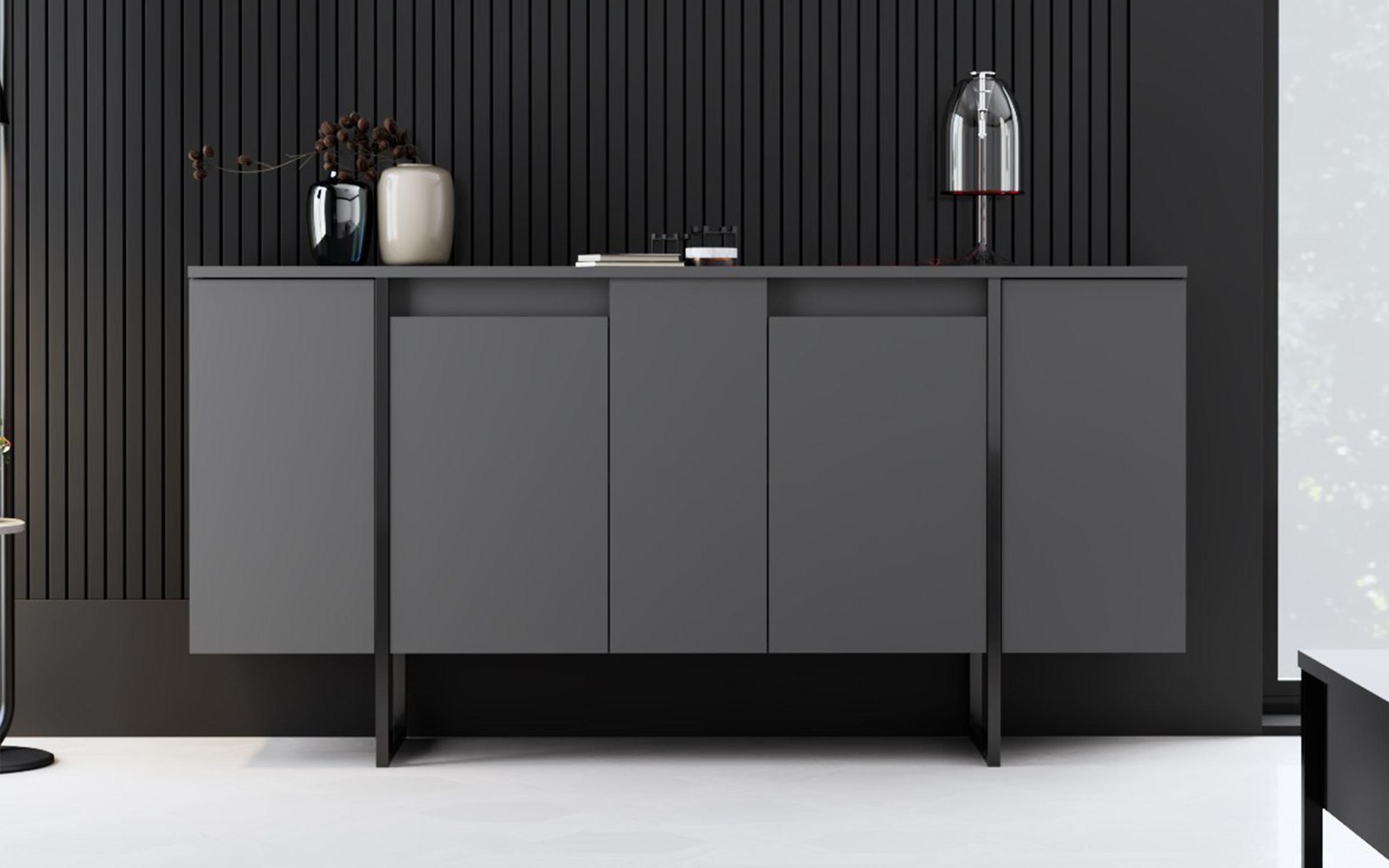 Set living Larso, antracit + negru  6